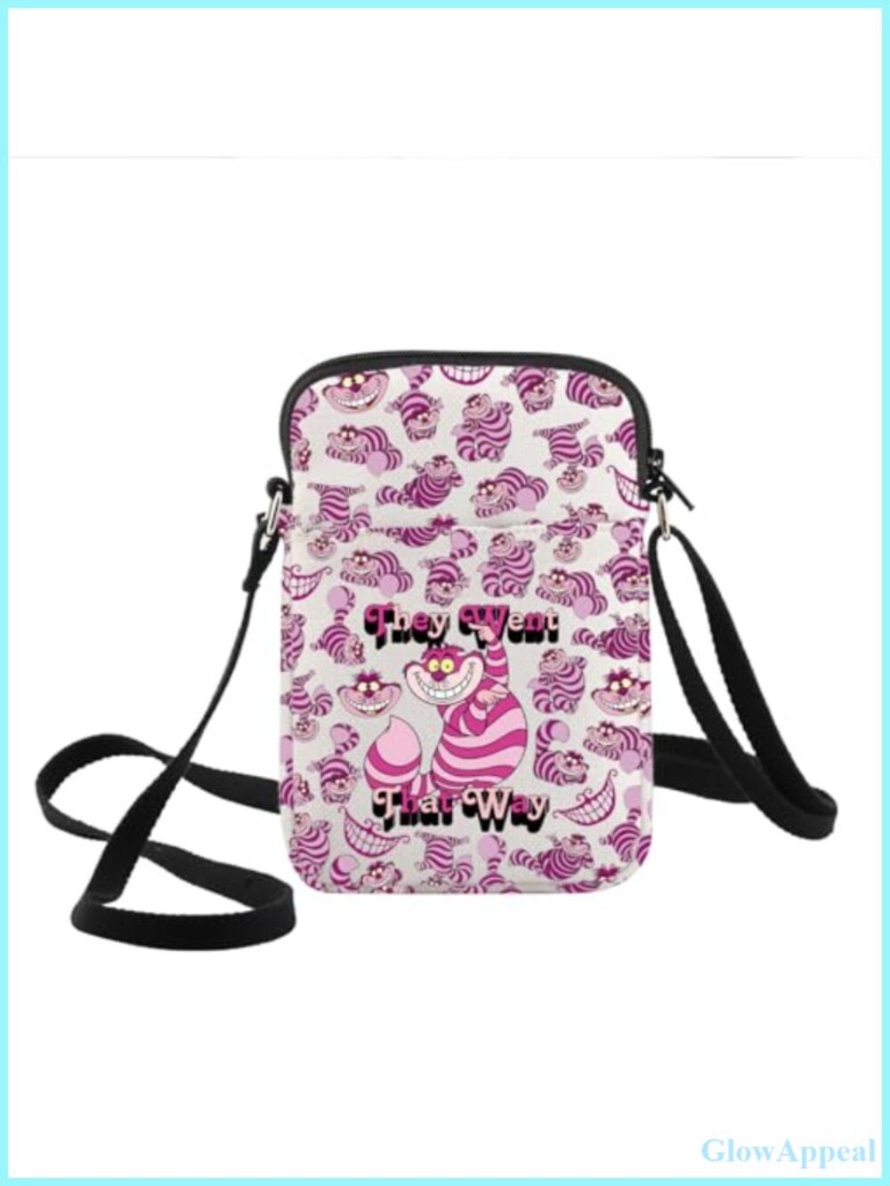 Canvas Crossbody Bag Cat Cartoon 3D Double-Sided Print Waterproof Adjustable